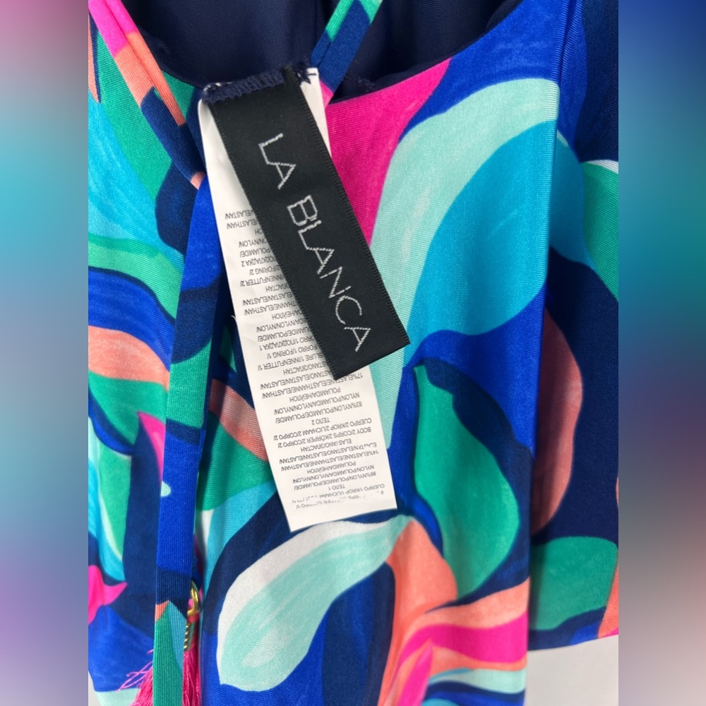 NWT LA BLANCA Painted Leaves Reversible Plunge One Piece - Picture 9 of 12